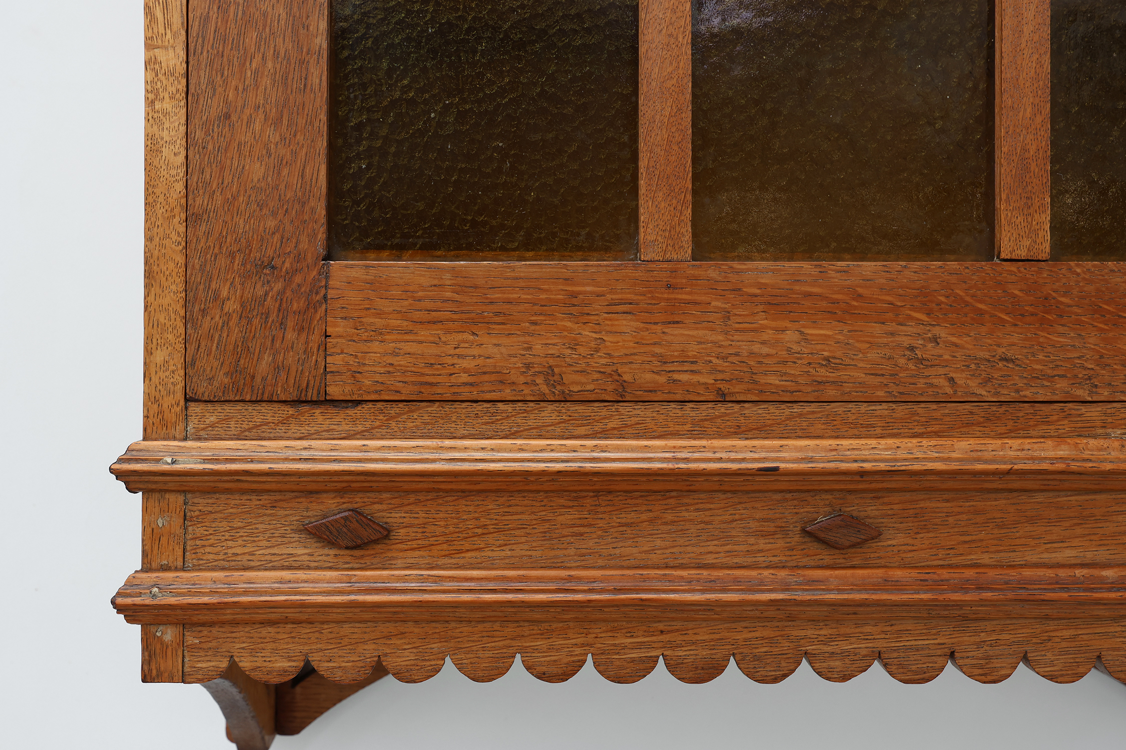 Art Deco oak wall cabinet with amber glazed door, Belgium ca. 1925thumbnail